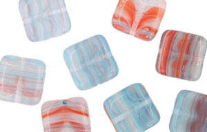 Loose Flat Squares 9mm : HurriCane Glass Sunrise