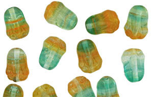 Loose Tulips 10/7mm : HurriCane Glass - Teal/Crystal/Hyacinth