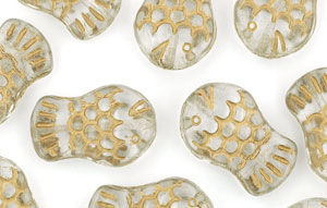 Loose Flat Fish 19/12mm : Crystal - Gold Inlay