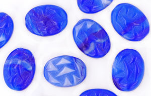 Loose Etched Oval 17/13mm : Dk Sapphire/Opaque White