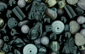 Loose Pressed Bead : Black/Gray Mix