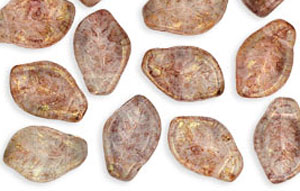 Loose Pressed Beads : Leaves 14/9mm : Luster - Transparent Topaz/Pink .5M